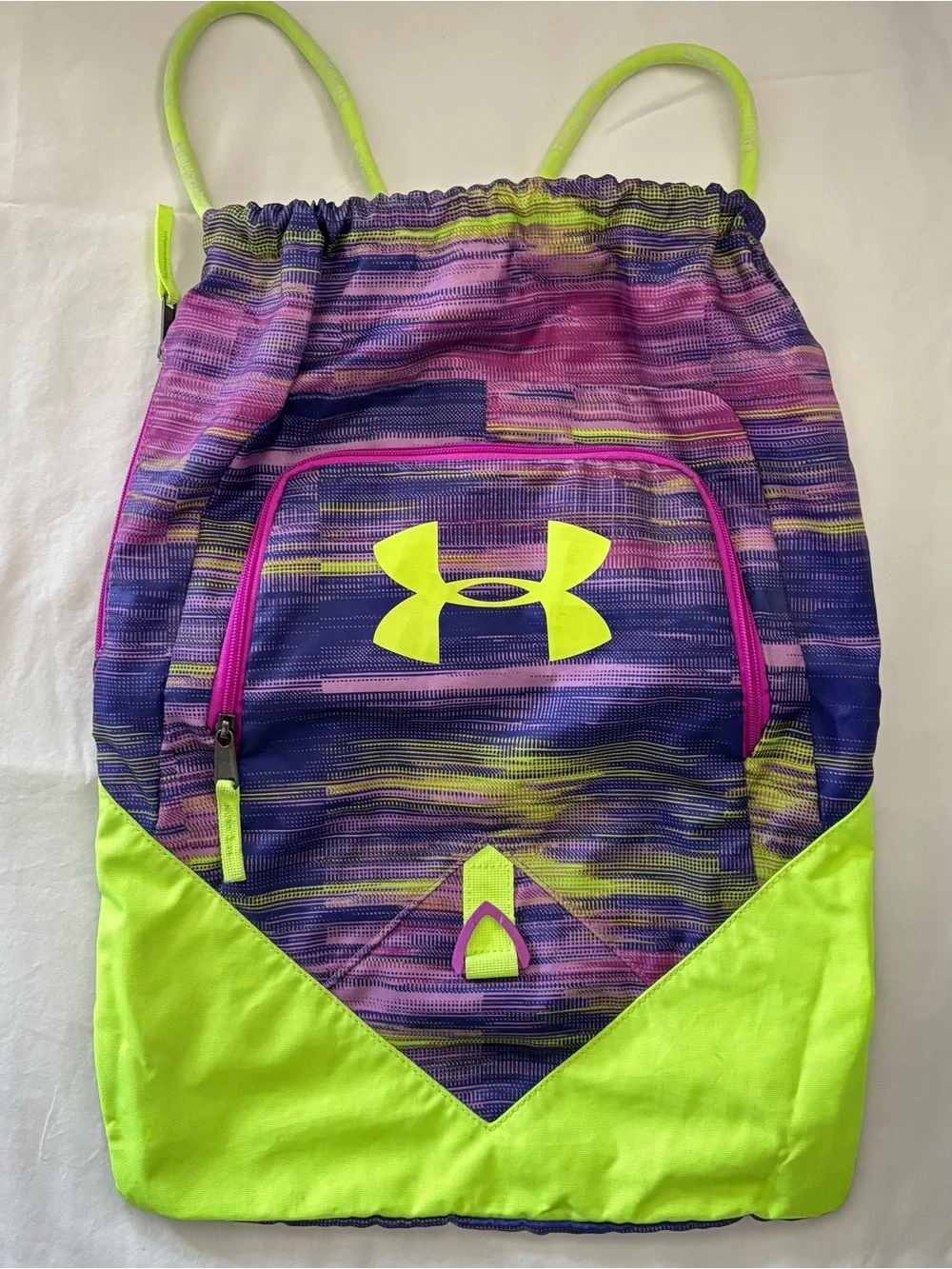 Under Armour Neon Yellow & Purple Multicolor Drawstring Backpack